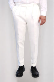 VELVARDE 2 TOKALI KEMERLİ PANTOLON BEYAZ